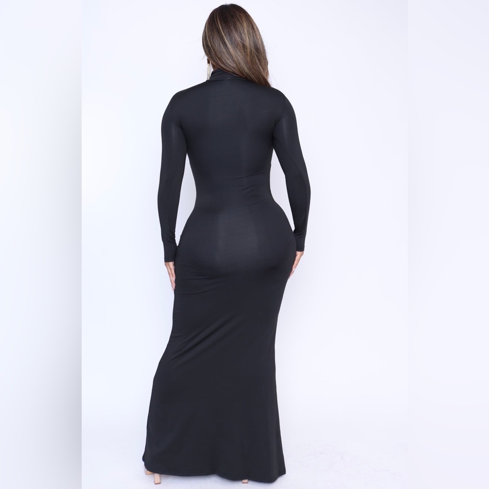 Micas Body Print Turtle Neck Langarm Maxikleid - Picture 5 of 9